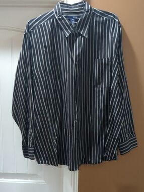 Basic Edition Black And Tan Vertical Stripe Dress Shirt Size 2XL